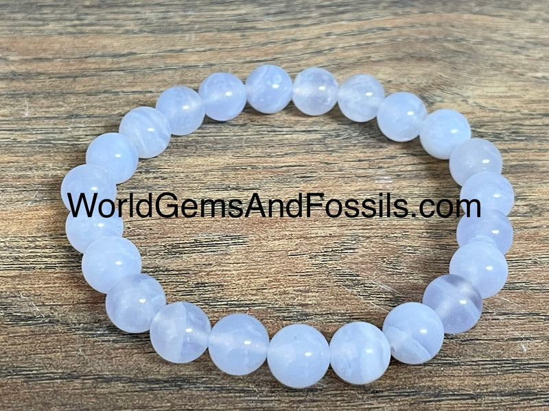 Blue Lace Agate Bead Bracelet – Alternative Distribution Crystals